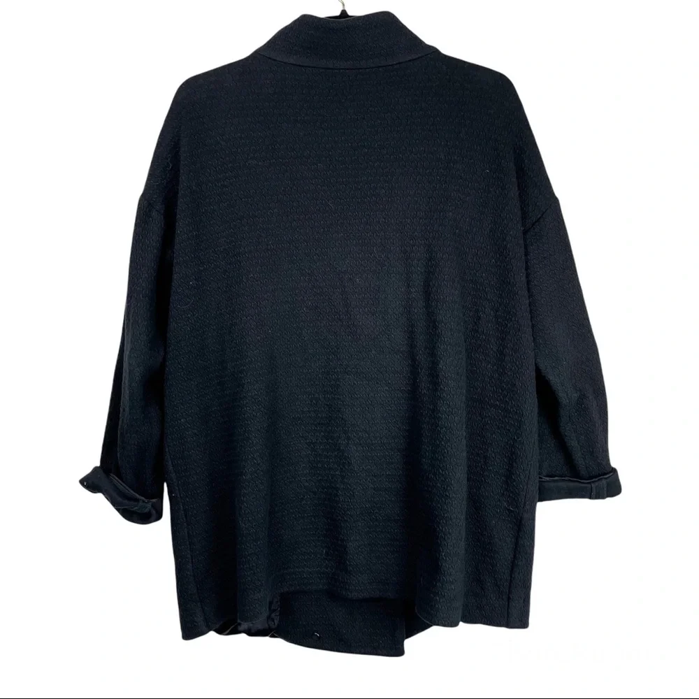 Eileen Fisher Black Texture Moto Zip Up Jacket